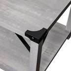 Table basse à 2 niveaux, Chêne rustique/Finition gris délavé/Gris Aspen, Style rustique, Utilisation par 1 personne