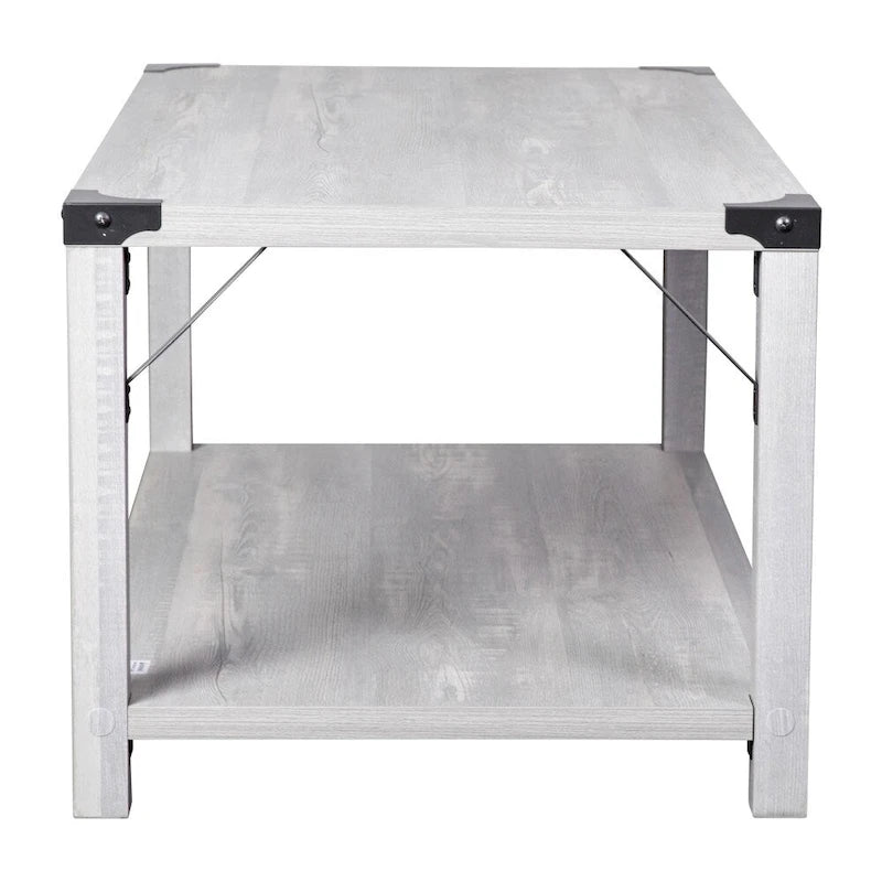 Table basse à 2 niveaux, Chêne rustique/Finition gris délavé/Gris Aspen, Style rustique, Utilisation par 1 personne