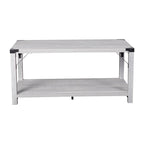 Table basse à 2 niveaux, Chêne rustique/Finition gris délavé/Gris Aspen, Style rustique, Utilisation par 1 personne