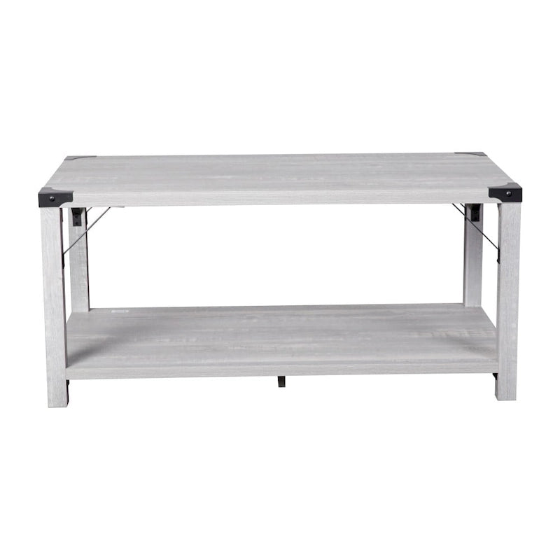 Table basse à 2 niveaux, Chêne rustique/Finition gris délavé/Gris Aspen, Style rustique, Utilisation par 1 personne