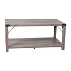 Table basse à 2 niveaux, Chêne rustique/Finition gris délavé/Gris Aspen, Style rustique, Utilisation par 1 personne
