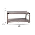 Table basse à 2 niveaux, Chêne rustique/Finition gris délavé/Gris Aspen, Style rustique, Utilisation par 1 personne