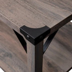 Table basse à 2 niveaux, Chêne rustique/Finition gris délavé/Gris Aspen, Style rustique, Utilisation par 1 personne