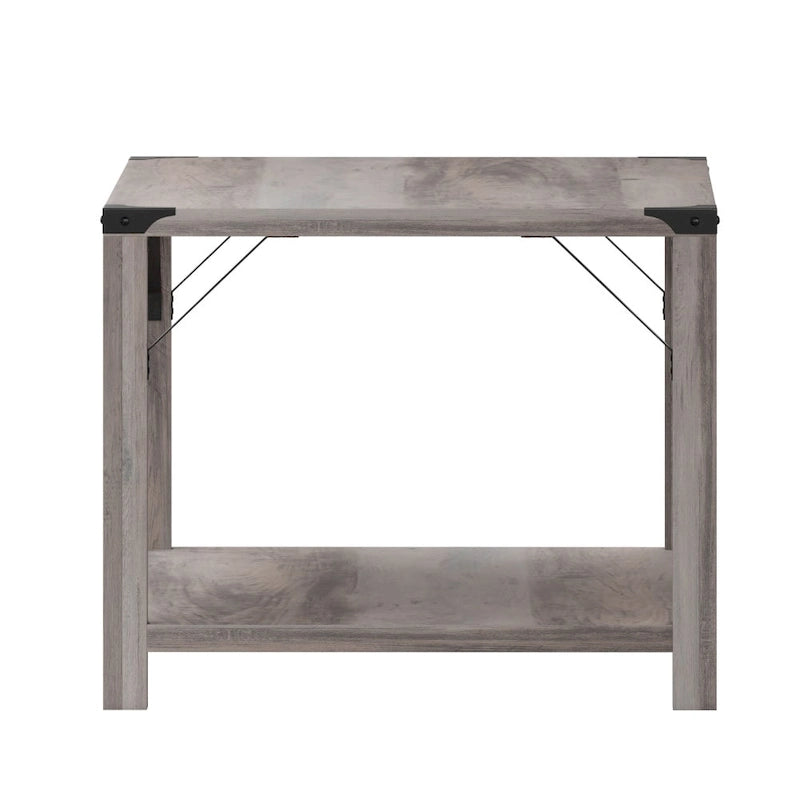 Table basse à 2 niveaux, Chêne rustique/Finition gris délavé/Gris Aspen, Style rustique, Utilisation par 1 personne
