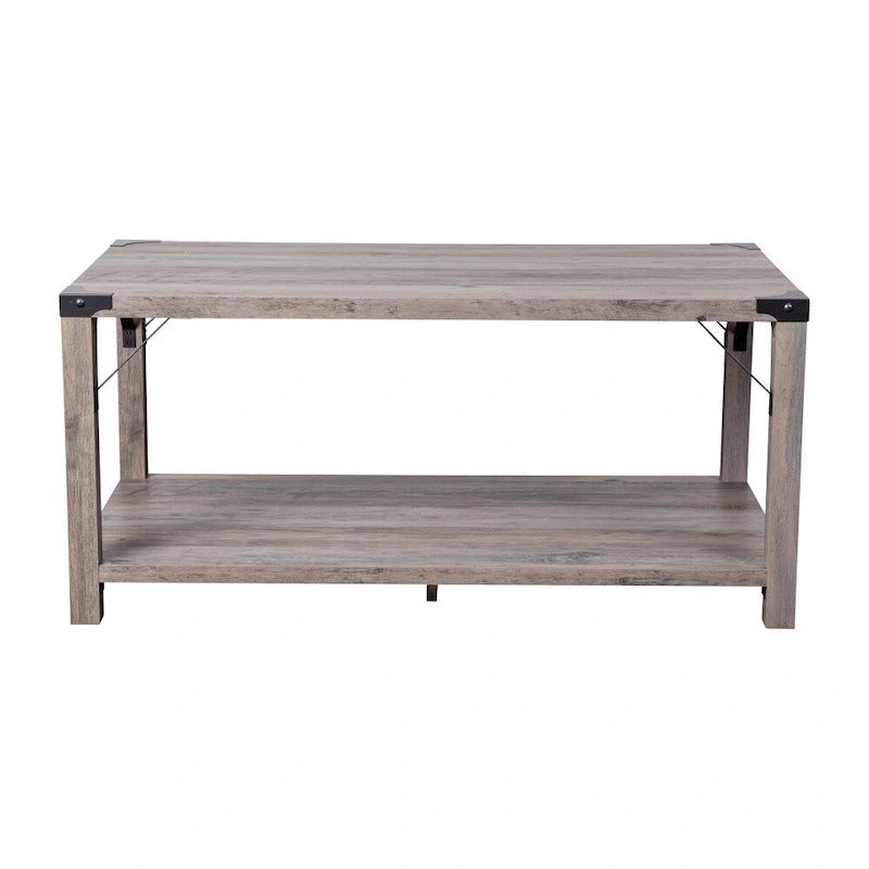 Table basse à 2 niveaux, Chêne rustique/Finition gris délavé/Gris Aspen, Style rustique, Utilisation par 1 personne