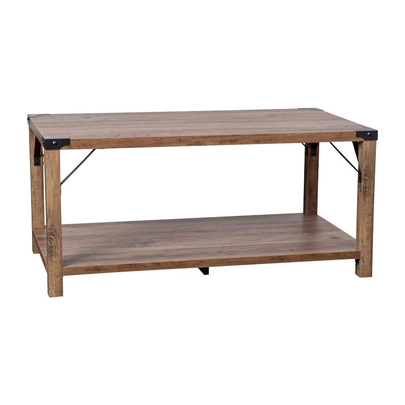 Table basse à 2 niveaux, Chêne rustique/Finition gris délavé/Gris Aspen, Style rustique, Utilisation par 1 personne