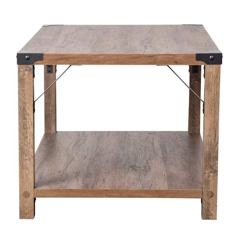 Table basse à 2 niveaux, Chêne rustique/Finition gris délavé/Gris Aspen, Style rustique, Utilisation par 1 personne