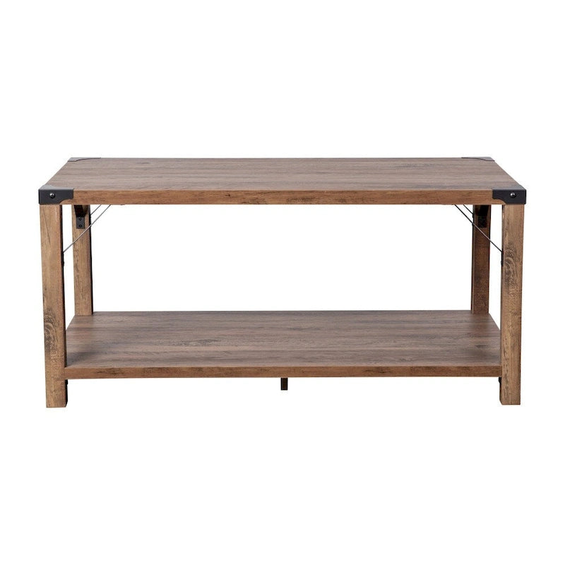 Table basse à 2 niveaux, Chêne rustique/Finition gris délavé/Gris Aspen, Style rustique, Utilisation par 1 personne