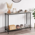 Table console à 2 niveaux, gris/marron/doré, style industriel rétro, 1 personne