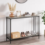 Table console à 2 niveaux, gris/marron/doré, style industriel rétro, 1 personne