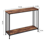 Table console à 2 niveaux, gris/marron/doré, style industriel rétro, 1 personne