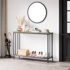 Table console à 2 niveaux, gris/marron/doré, style industriel rétro, 1 personne