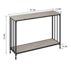 Table console à 2 niveaux, gris/marron/doré, style industriel rétro, 1 personne