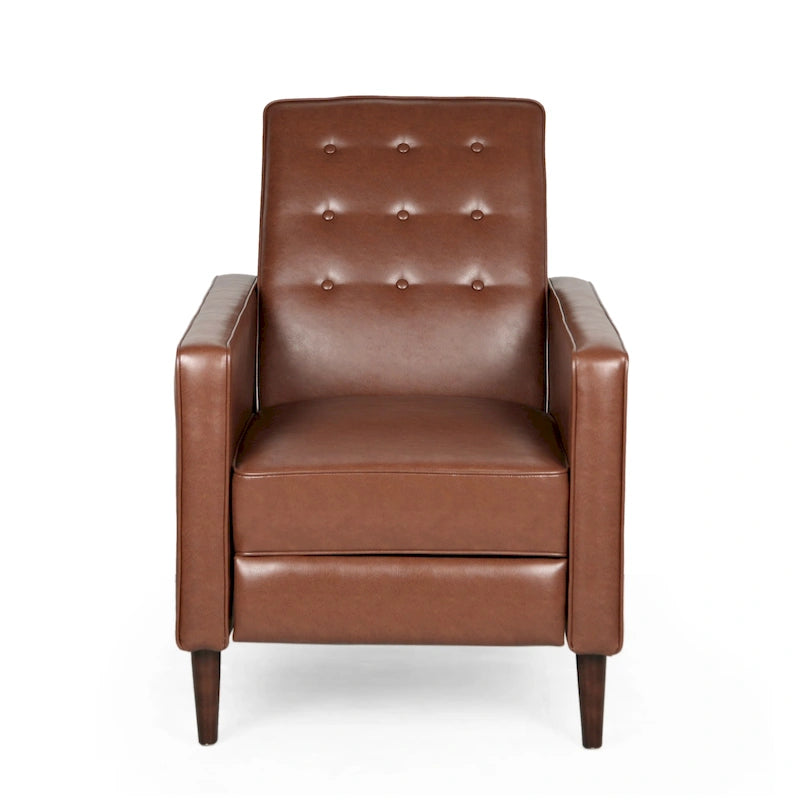 Fauteuil inclinable mi-siècle en similicuir cognac, 1 place
