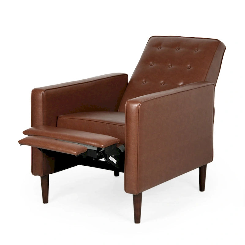 Fauteuil inclinable mi-siècle en similicuir cognac, 1 place