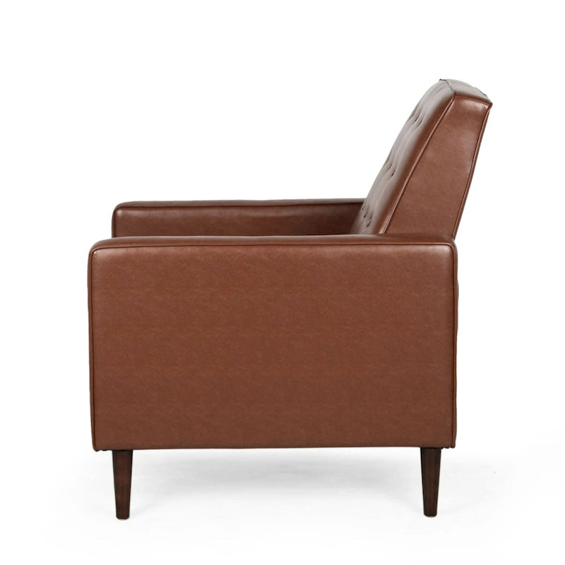 Fauteuil inclinable mi-siècle en similicuir cognac, 1 place