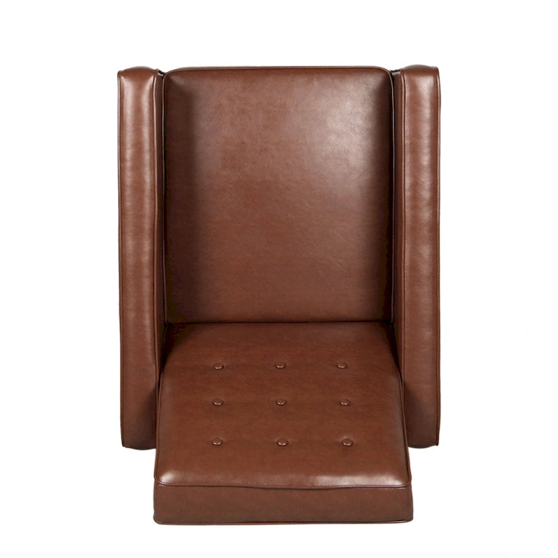 Fauteuil inclinable mi-siècle en similicuir cognac, 1 place