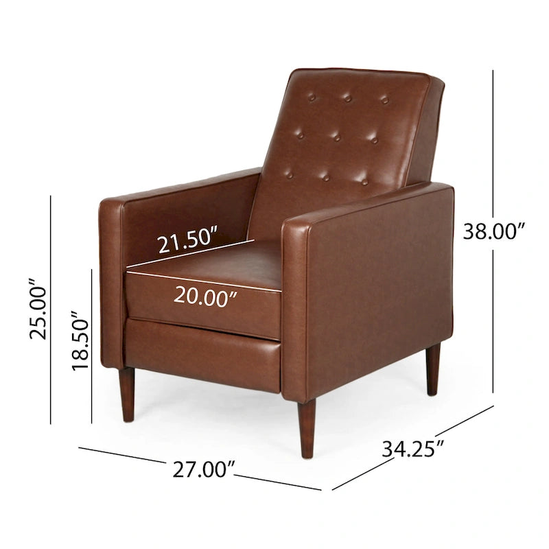 Fauteuil inclinable mi-siècle en similicuir cognac, 1 place