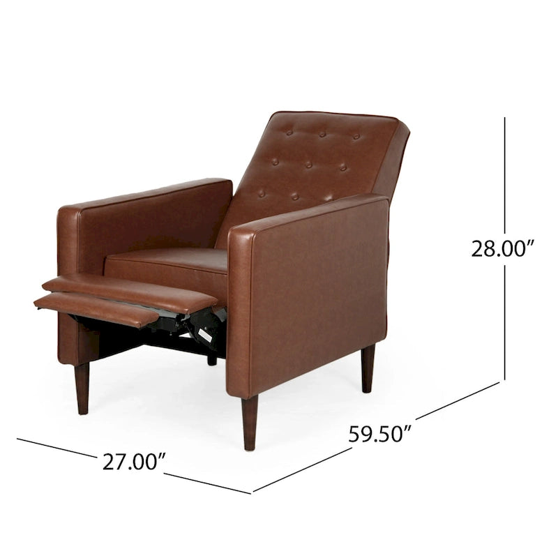 Fauteuil inclinable mi-siècle en similicuir cognac, 1 place