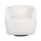 Fauteuil d'appoint pivotant rond en tissu bouclé blanc/beige/noir, une place