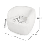 Fauteuil d'appoint pivotant rond en tissu bouclé blanc/beige/noir, une place