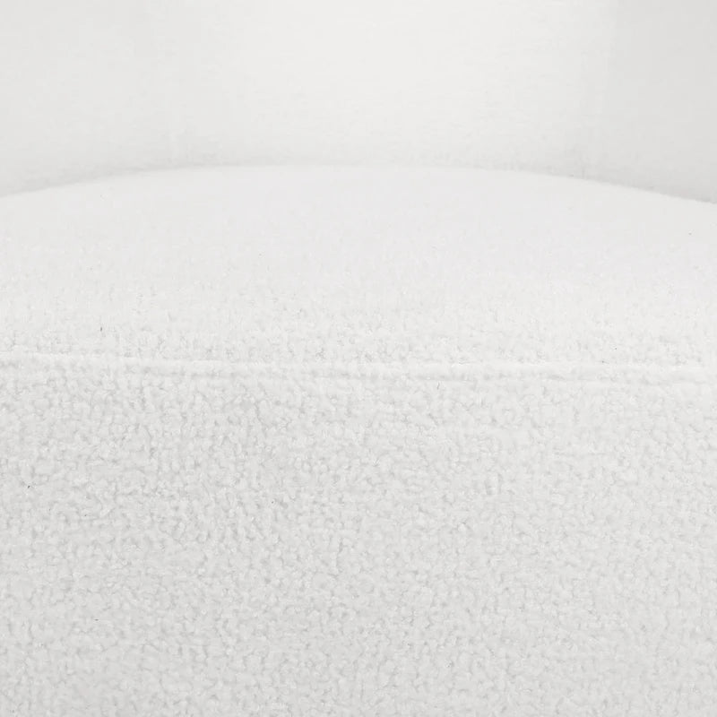 Fauteuil d'appoint pivotant rond en tissu bouclé blanc/beige/noir, une place