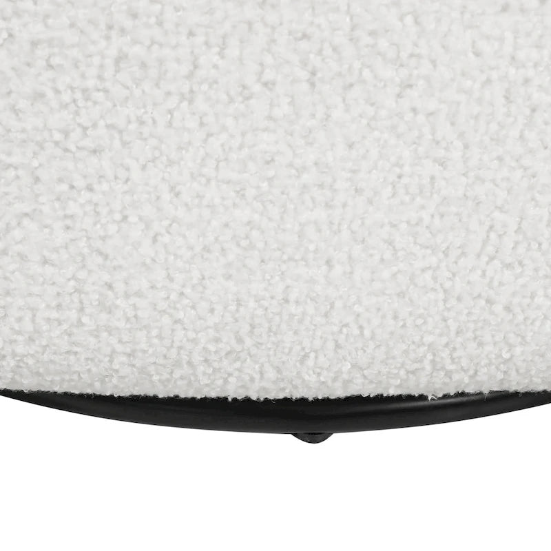 Fauteuil d'appoint pivotant rond en tissu bouclé blanc/beige/noir, une place