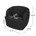 Fauteuil d'appoint pivotant rond en tissu bouclé blanc/beige/noir, une place