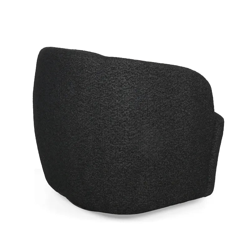 Fauteuil d'appoint pivotant rond en tissu bouclé blanc/beige/noir, une place
