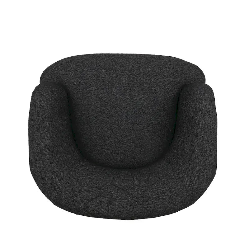 Fauteuil d'appoint pivotant rond en tissu bouclé blanc/beige/noir, une place