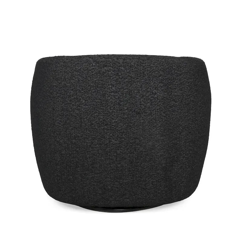 Fauteuil d'appoint pivotant rond en tissu bouclé blanc/beige/noir, une place