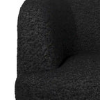 Fauteuil d'appoint pivotant rond en tissu bouclé blanc/beige/noir, une place