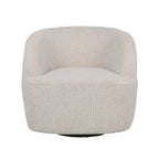 Fauteuil d'appoint pivotant rond en tissu bouclé blanc/beige/noir, une place