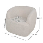 Fauteuil d'appoint pivotant rond en tissu bouclé blanc/beige/noir, une place
