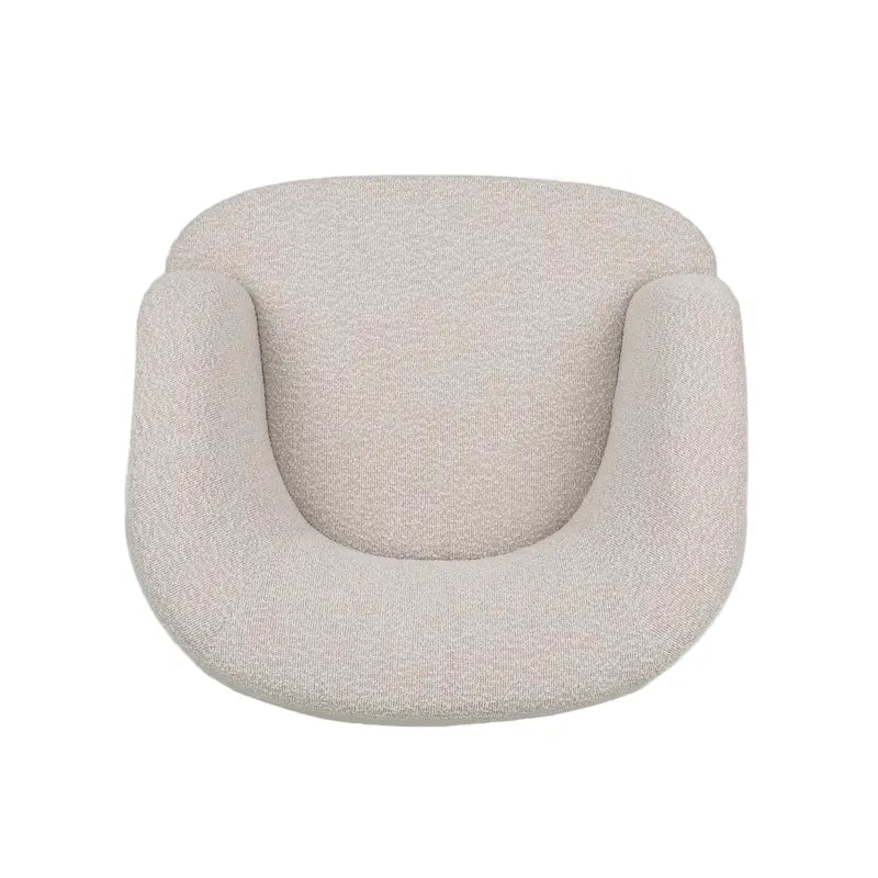 Fauteuil d'appoint pivotant rond en tissu bouclé blanc/beige/noir, une place
