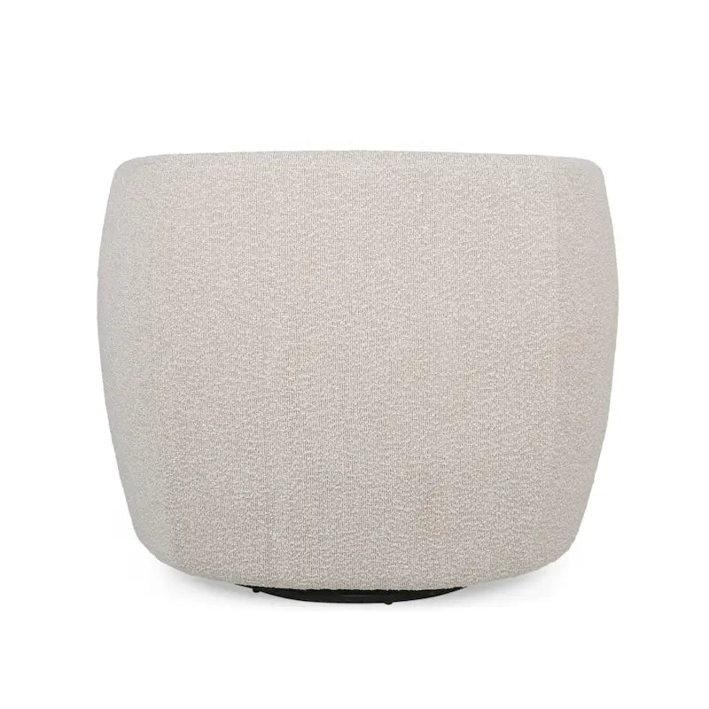 Fauteuil d'appoint pivotant rond en tissu bouclé blanc/beige/noir, une place