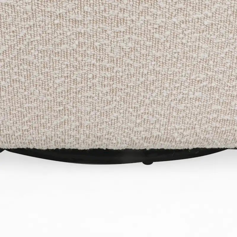 Fauteuil d'appoint pivotant rond en tissu bouclé blanc/beige/noir, une place