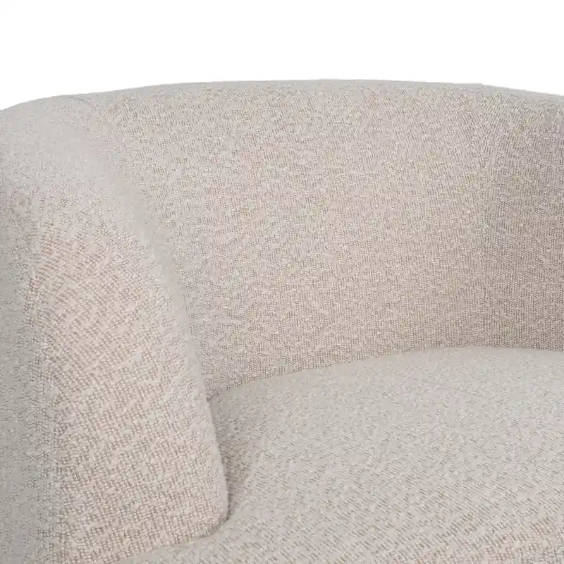 Fauteuil d'appoint pivotant rond en tissu bouclé blanc/beige/noir, une place