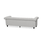 Canapé Chesterfield 3 places gris galet et marron foncé