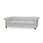 Canapé Chesterfield 3 places gris galet et marron foncé