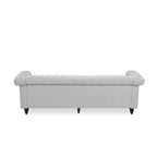 Canapé Chesterfield 3 places gris galet et marron foncé