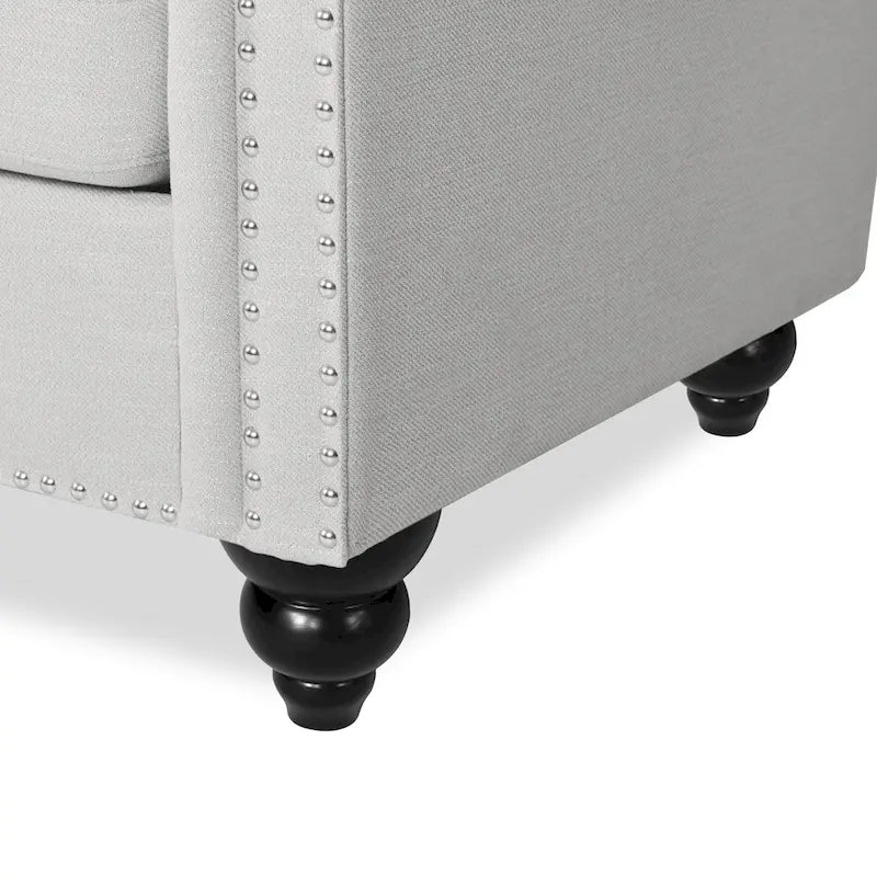 Canapé Chesterfield 3 places gris galet et marron foncé