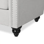 Canapé Chesterfield 3 places gris galet et marron foncé