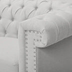 Canapé Chesterfield 3 places gris galet et marron foncé