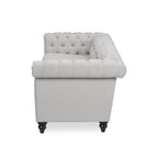 Canapé Chesterfield 3 places gris galet et marron foncé