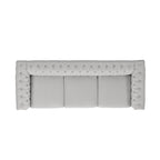 Canapé Chesterfield 3 places gris galet et marron foncé