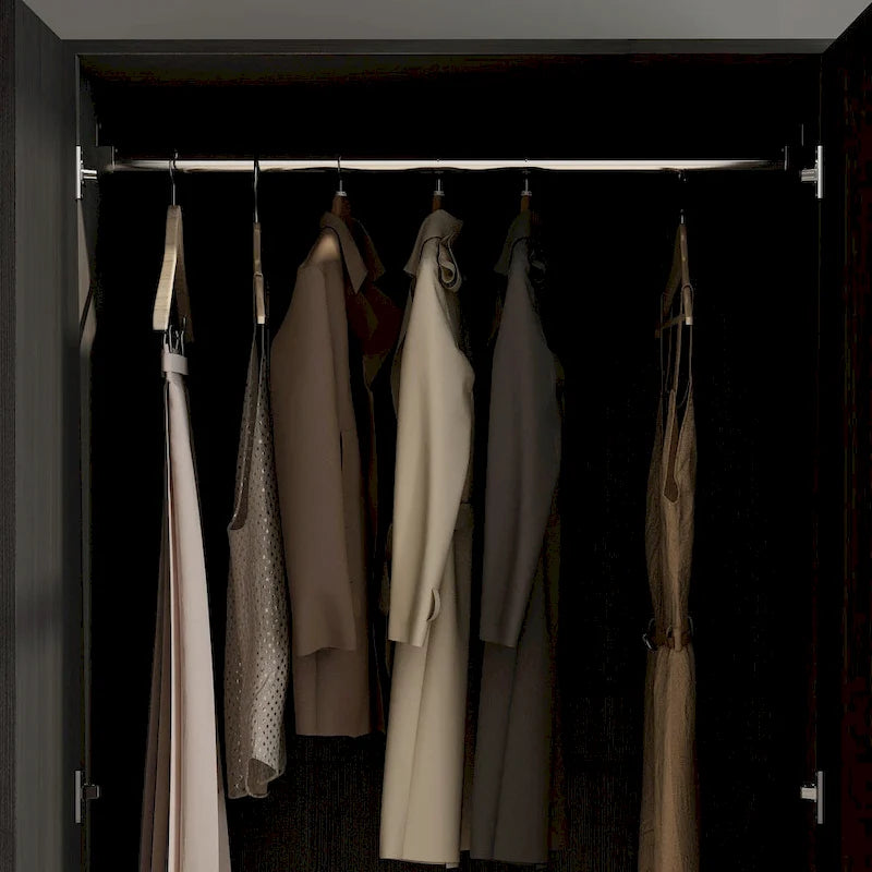 Armoire 2 portes avec tiroir et tringle à vêtements, coloris blanc et noir