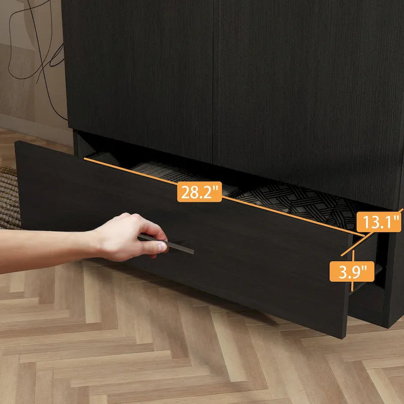 Armoire 2 portes avec tiroir et tringle à vêtements, coloris blanc et noir