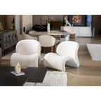 Fauteuil d'appoint en tissu blanc, dossier incurvé, une place