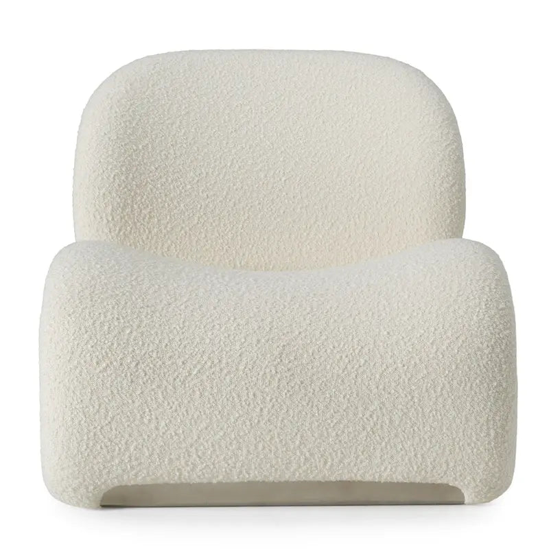 Fauteuil d'appoint en tissu blanc, dossier incurvé, une place